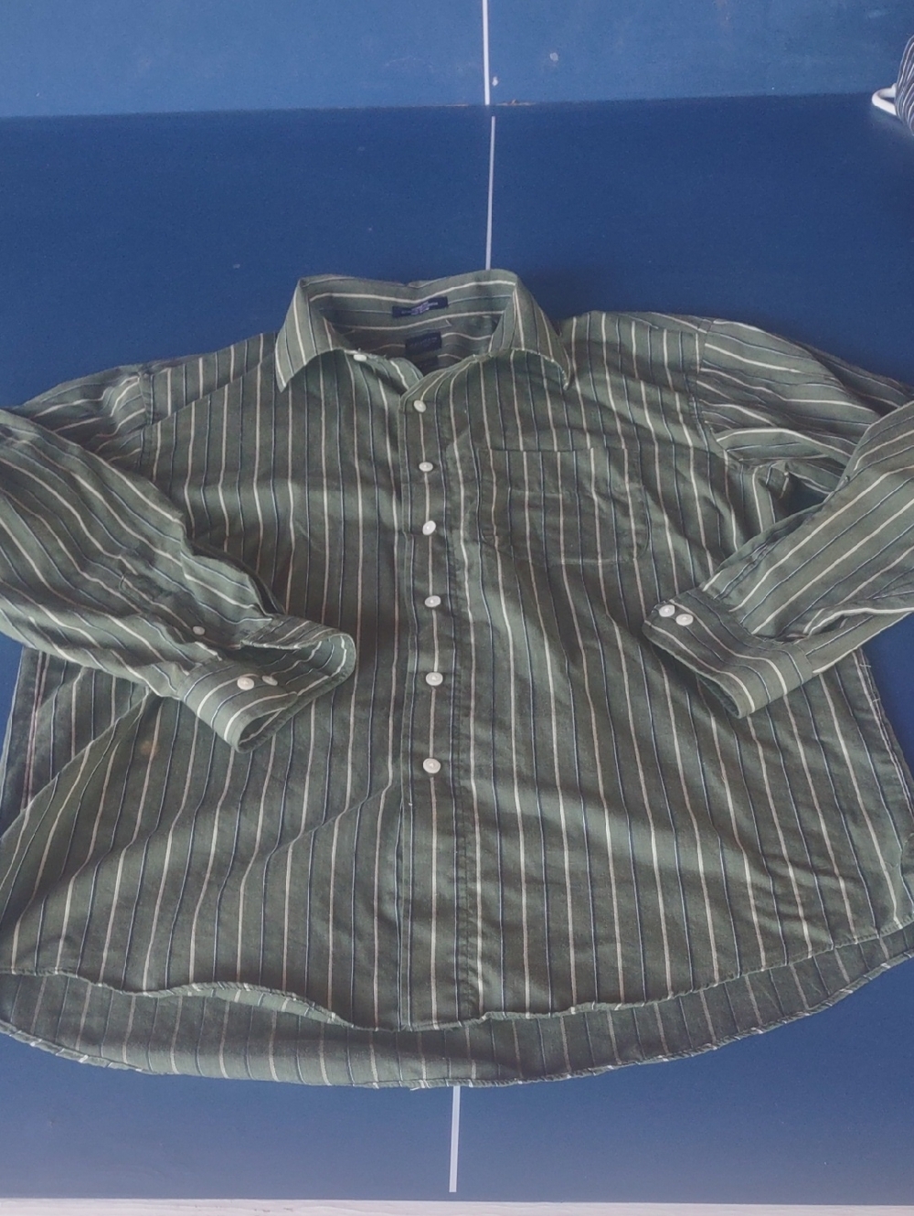 Arrow Men's Olive Green Striped Button-Down Shirt 16/161/2